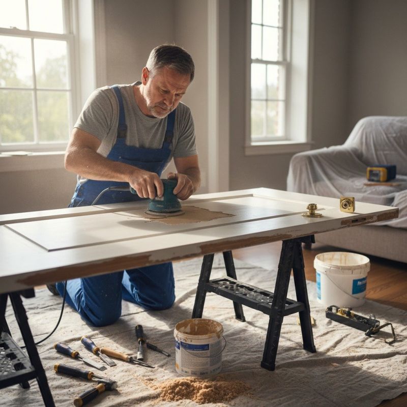 Local Wood Doors Refinishing pros at work